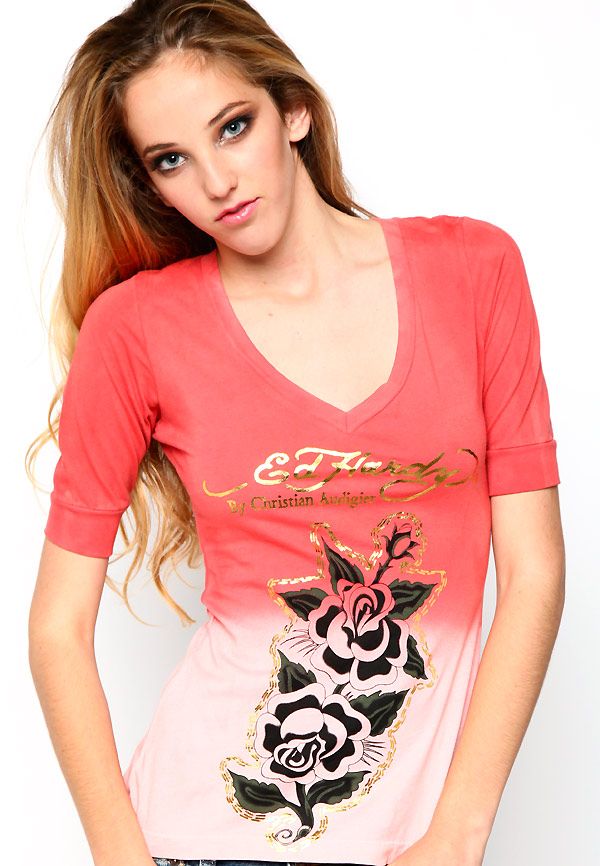 agenda ed hardy,t shirt franklin marshall,T Shirt Ed Hardy Femme Manches Courte