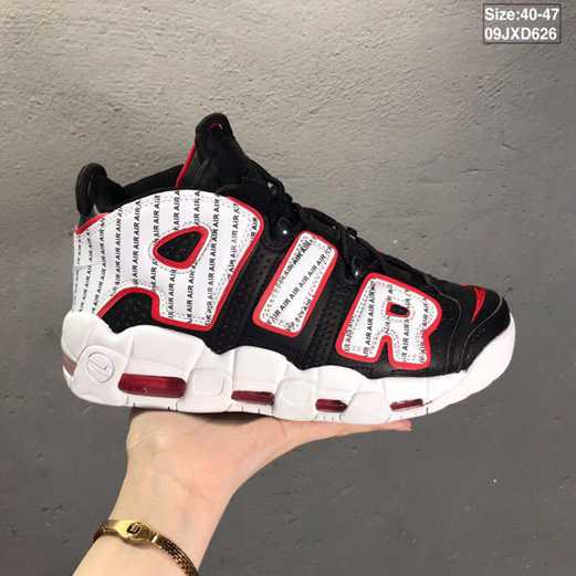 nouvelle nike air more uptempo 96 black and university red