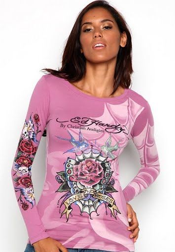 t shirt de grossesse o message,chandail ed hardy,T Shirt Ed Hardy Femme Manches Longues