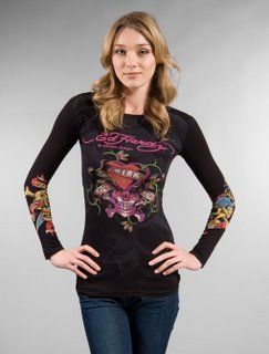 t shirt ghetto fabulous gang,ed hardy bebe,T Shirt Ed Hardy Femme Manches Longues